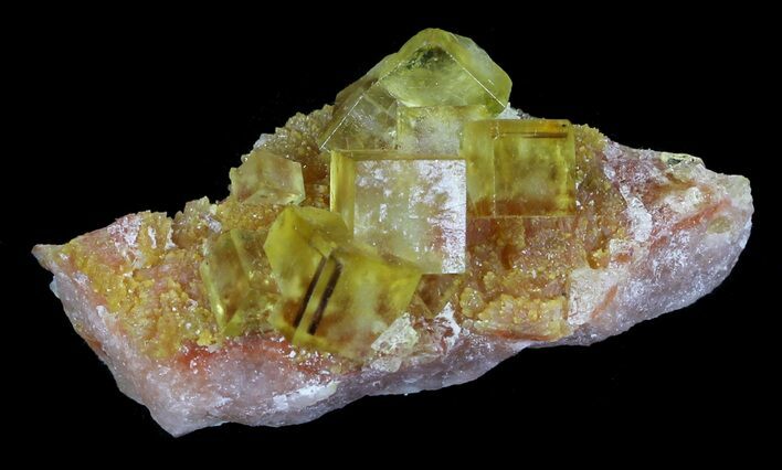 Lustrous, Yellow Cubic Fluorite Crystals - Morocco #32311